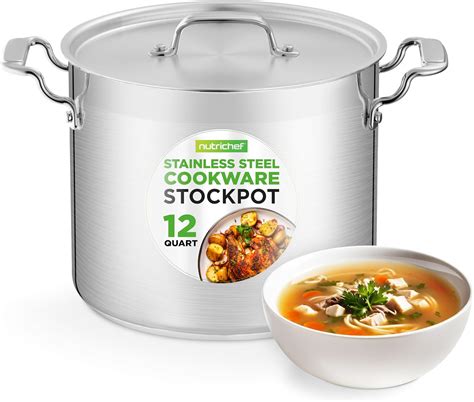 NutriChef 12-Quart Stainless Steel Stockpot - 18/8 Food Grade Heavy ...