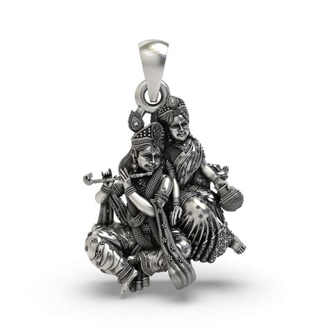 925 Sterling Silver Radha Krishna Makhan Matki Sitting Pendant – Flute ...