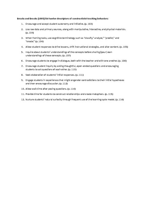 Brooks and Brooks - Encourage and accept student autonomy and ...