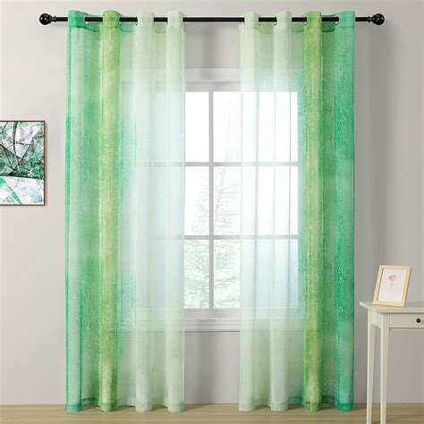 Buy MYSKY HOME Sheer Curtains for Living Room Grommet Top Teal Ombre ...