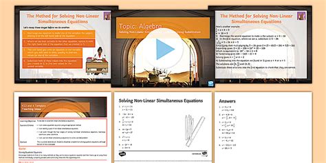 Solving Non-Linear Simultaneous Equations Lesson Pack