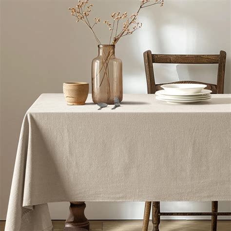 Amazon.com: MIULEE Natural Linen Cotton Blend Tablecloth Rectangle ...