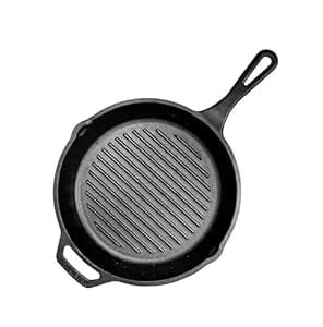 Buy kyyte Cast Iron Pre-Seasoned Grill Skillet/Grill Frying Pan 26 cm ...