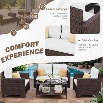 Lacoo 4 Pieces Patio Furniture Sets Rattan Chair India | Ubuy