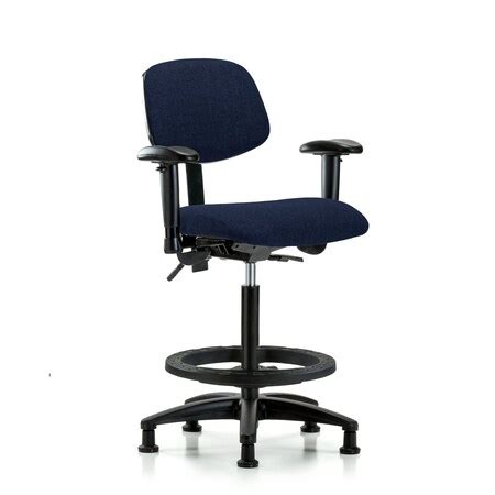 Blue Ridge Ergonomics Chair, Fabric, Hi Bench, AA BF Glides, Nav, 6-Way ...