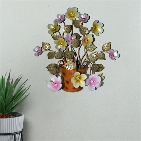 CraftVatika Metal Flower Pot Large Wall Art Mounted Hanging Decoration ...
