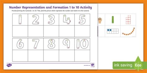 👉 Number Representation and Formation 1 to 10 Activity
