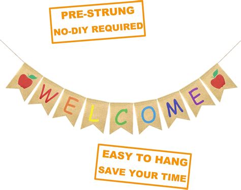 Buy FAKTEEN Burlap Welcome Banner with Apple Sign for First Day of ...
