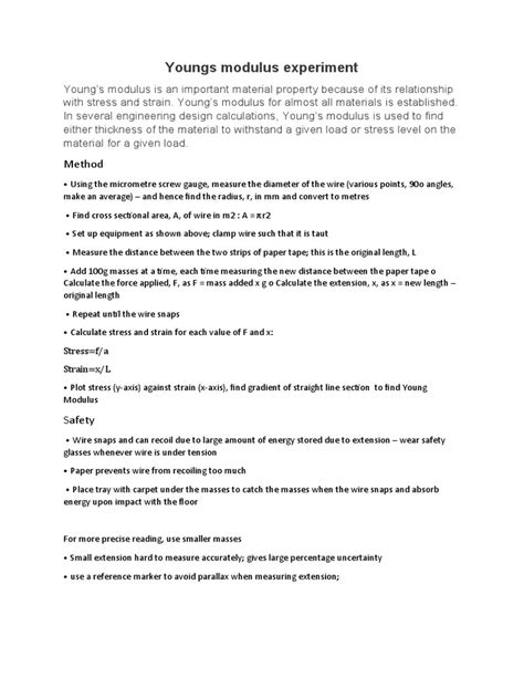 Image result for Youngs Modulus Experiment