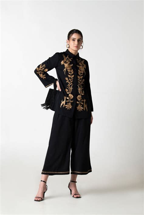 Buy Stylish Embroidered Black Co-ord Set | Black Co-ord Set | Zolo ...