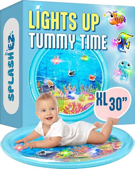 Amazon.com : SplashEZ Lights Up Tummy Time Water Mat for Babies, 30" X ...