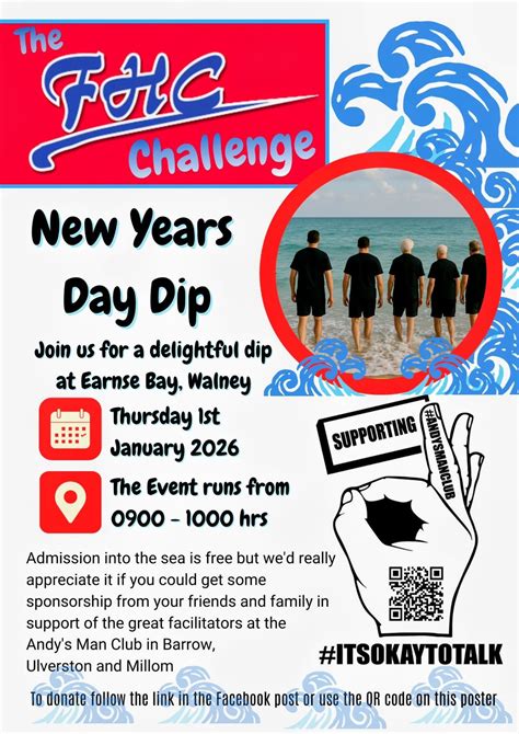 New Years Day Dip in support of AMC , Earnse Bay, Walney Island ...