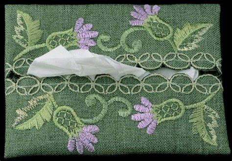 Pocket Tissue Holder in a Green Balmoral Thistle Design by Justina ...