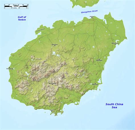 Blue Green Atlas - Free relief map of China - Hainan