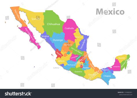 Printable Map Of Mexico States And Capitals