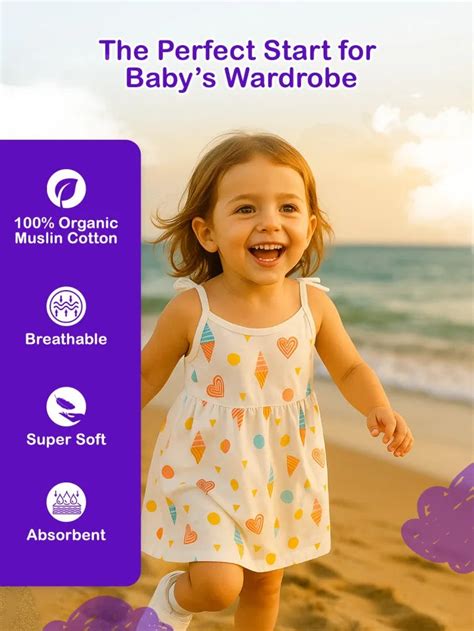 Premium Extra Soft Muslin Baby Girls Frock | Assorted Cute Prints – Kidbea
