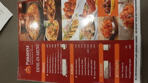 Menu at Paradise Biryani Raheja Mall, Gurugram, Raheja Mall
