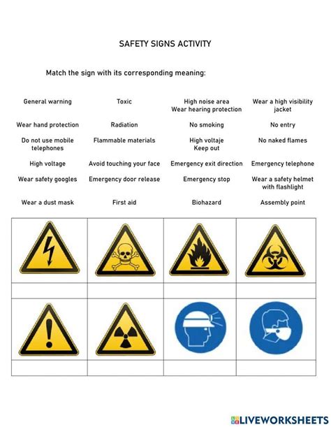 Safety Signs Worksheet 的图像结果