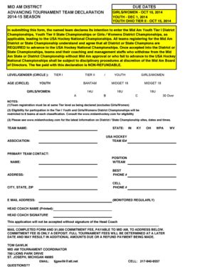 Fillable Online TEAM DECLARATION FORM 2014-151pdf Fax Email Print ...