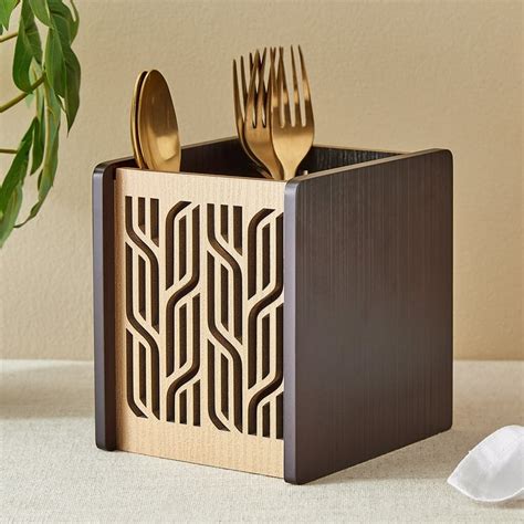 Buy Elm Laser Linear Wooden Cutlery Holder from Home Centre at just INR ...