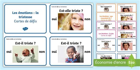 Cartes de défis sur les émotions