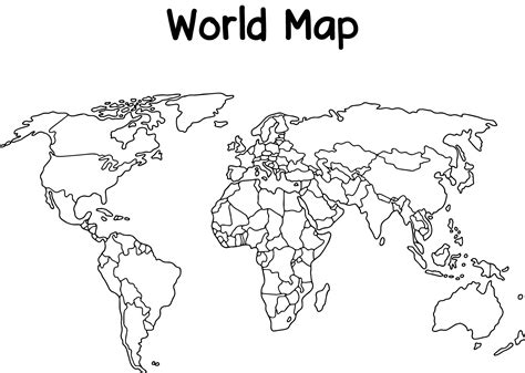 World Map Black And White Printable