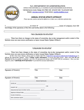 Fillable Online doa nc Annual Renewal Affidavit - NCDOA NC Department ...