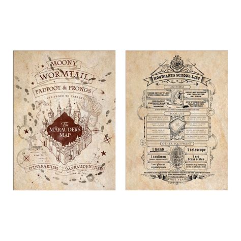 Harry Potter - Marauder's Map and Shopping List Poster 2 Set | Elbenwald