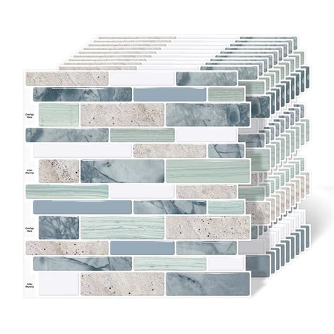 MOONFUN 10 Sheet Peel and Stick Backsplash Tiles, 12 X 12 Inch Sage ...