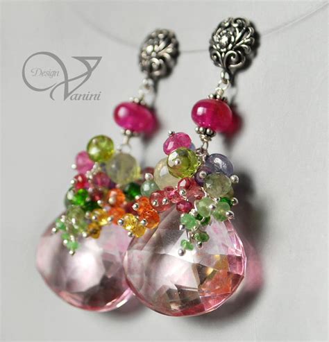 Buy Multi Gemstone Dangle Earrings, Colorful Gemstone Earrings, Rainbow ...