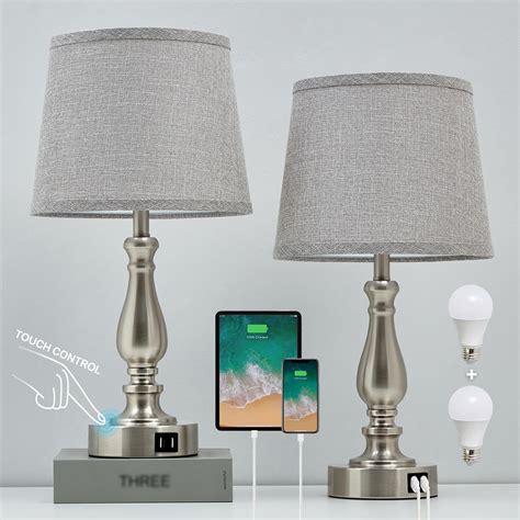 EJIAXIN Nightstand Table Lamps for Bedroom Set of 2, Touch Bedside ...