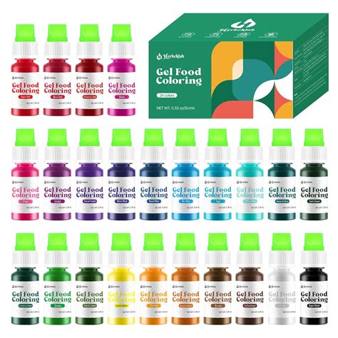 Amazon.com : Gel Food Coloring 24 Colors x 0.35 oz Concentrated Gel ...