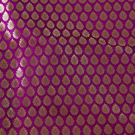 Banarasi Brocade Magenta With Gold Leaf Woven Blouse Fabric ( 80 CM ...