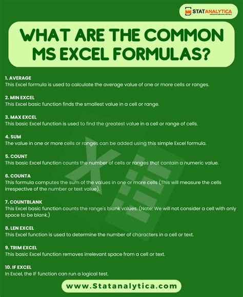 What Are The Common MS Excel Formulas? : r/excel_fr