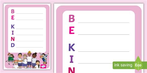 Be Kind Acrostic Poem Template