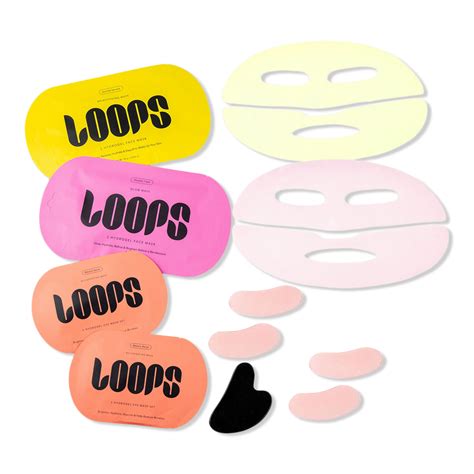LOOPS Sculpt & Glow Hydrogel Face & Eye Mask 4 Piece Set + Gua Sha ...