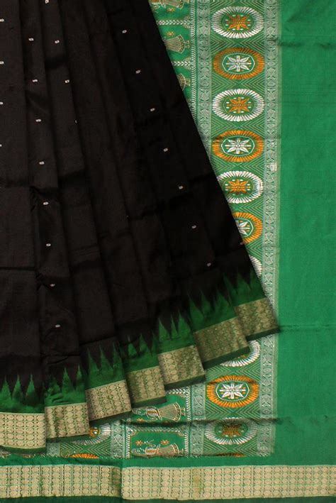Pallu doll print and body booty pattern design in black and green colo