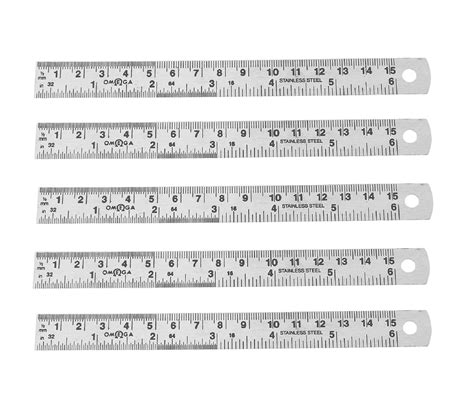 LOVELY® Omega 6 Inch-150 MM Stainless Steel Scale Ruler Pack of 5 ...