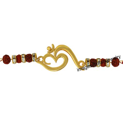 Buy Mahi Brown, White Gold Plated OM with Rudraksha Rakhi-Rakshabandhan ...