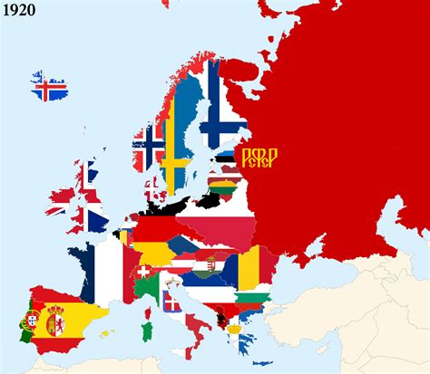 Flag map of Europe, 1920 : r/vexillology
