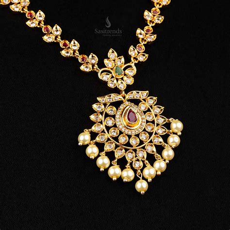 Luxury Floral AD Stone Necklace & Earrings Jewellery Set - Sasitrends