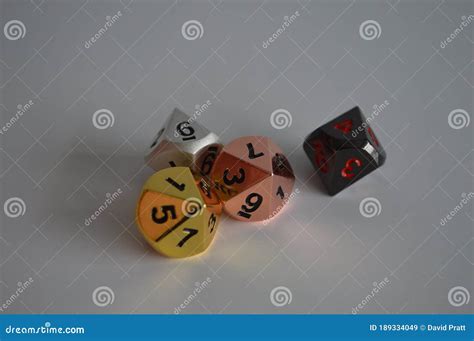 Multiple D10 Ten Sided Dice Die Copper Silver Gold Black Stock Image ...