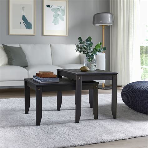 ÖRSKÄR nest of tables, set of 2, in/outdoor dark grey - IKEA