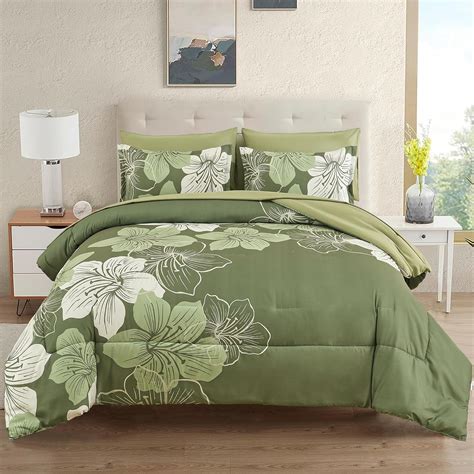 Amazon.com: Luxudecor Floral Comforter Set Queen Size, 7 Pieces Bed in ...