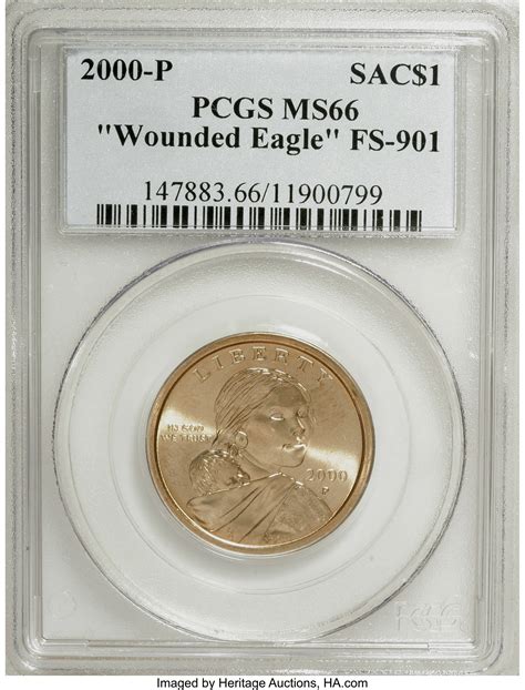 2000-P $1 Sacagawea "Wounded Eagle" MS66 PCGS.... Sacagawea Dollars ...