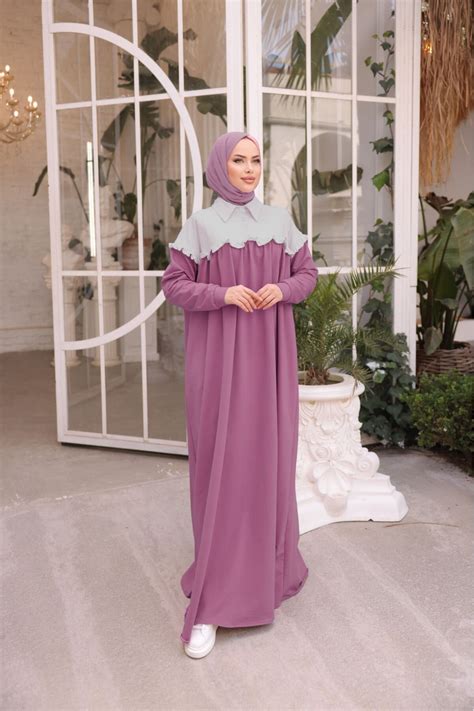 Lilac Frilled Panel Two-Thread Dress - Nissra | ElbiseBul