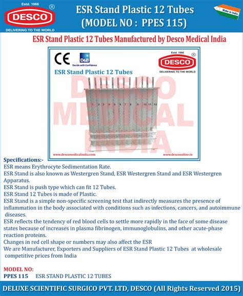 ESR Stand Plastic 12 Tubes | Pathology Lab Product | Manufacturer ...