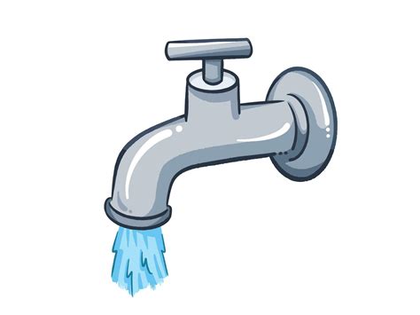 Tap sink faucet water vector illustration isolated on white horizontal background. Simple flat ...
