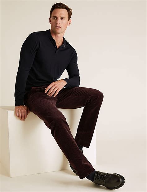 Buy Regular Fit Lux Corduroy Stretch Trousers at Marks & Spencer