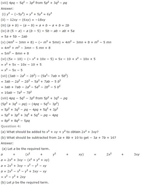 Algebraic Expressions ncert solution class 7 Maths